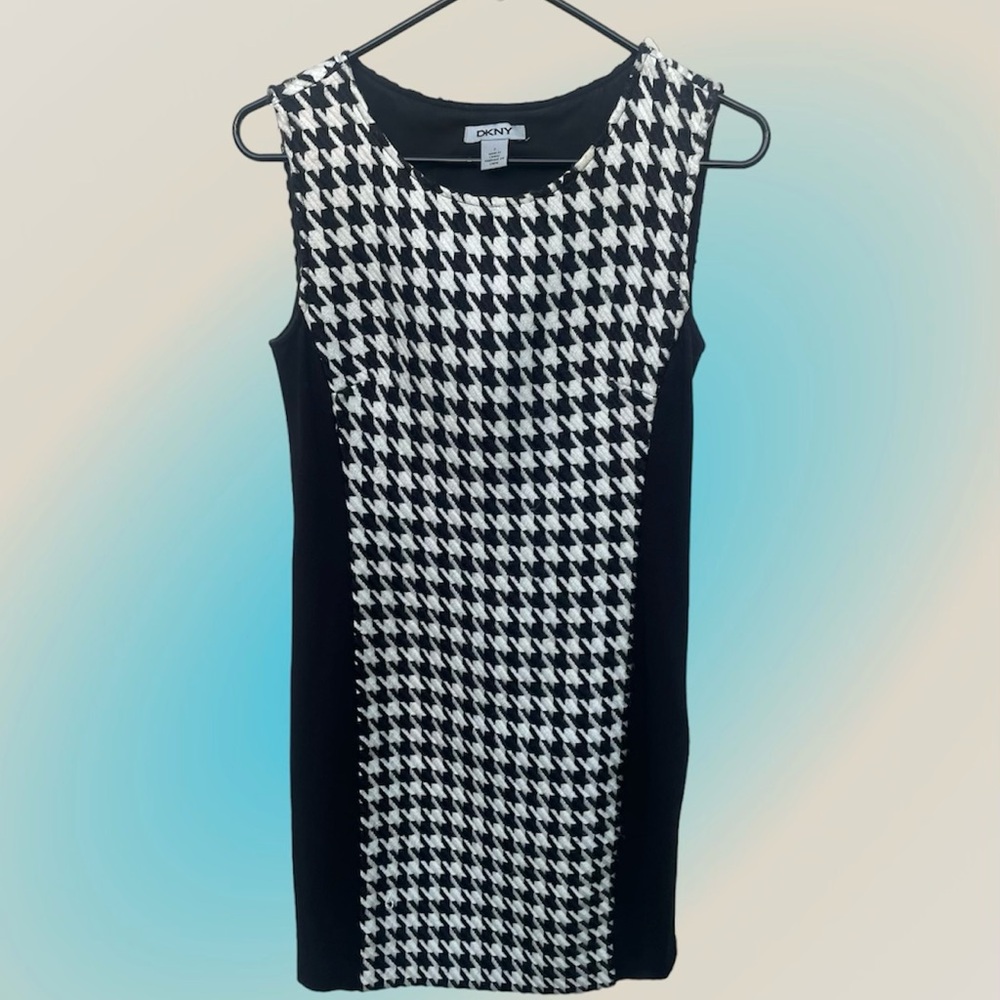 DKNY Black Houndstooth Knit Dress - Size 2